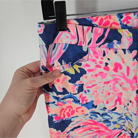 Lilly Pulitzer Pink Blue Vibrant Kelly Ankle Pants 2 - Picture 3 of 10